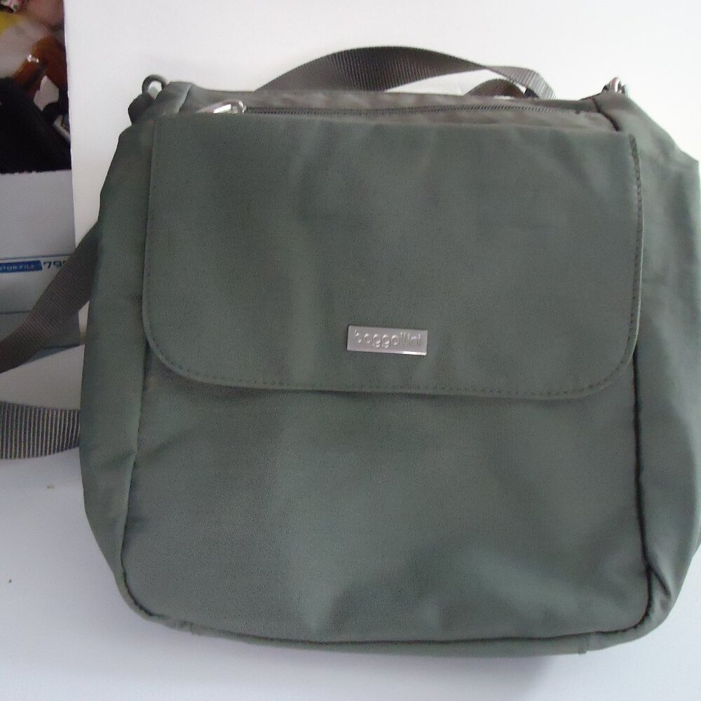 Baggallini Around Town Crossbody Bag Greenish Gray Adjustable Shoulder Strap